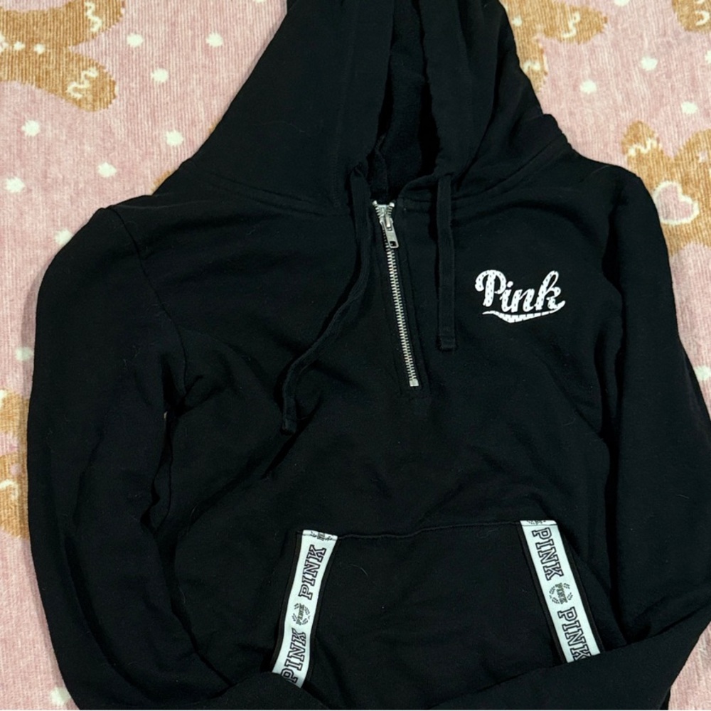 Black PINK Quarter Zip with White Accents